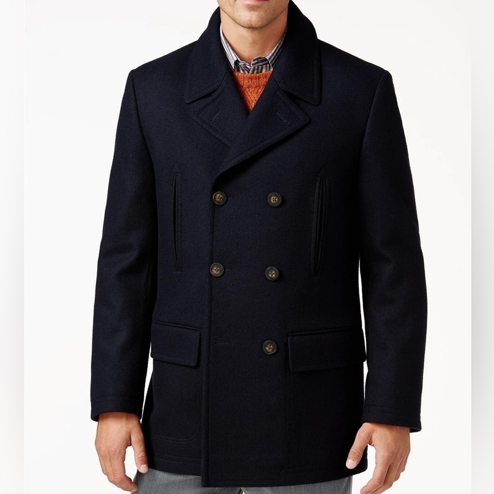 Lauren Ralph Lauren Men’s Navy Wool Blend Peacoat Coat 38 Short NWT